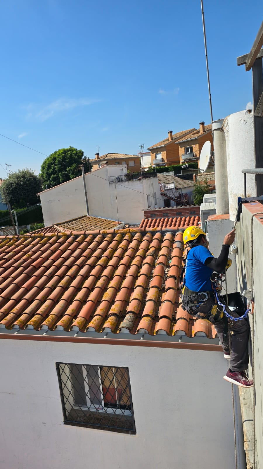 Operarios realizando trabajos verticales